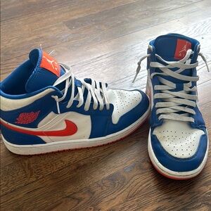 Nike Air Jordan Blue and White with Orange Accents